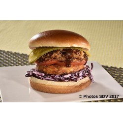  Burger effiloché porc BBQ et galette de légumes 