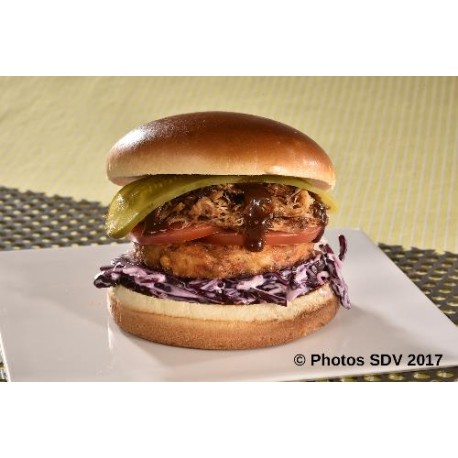  Burger effiloché porc BBQ et galette de légumes 