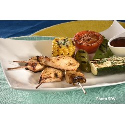  Brochettes de poulet cajun légumes grillés 