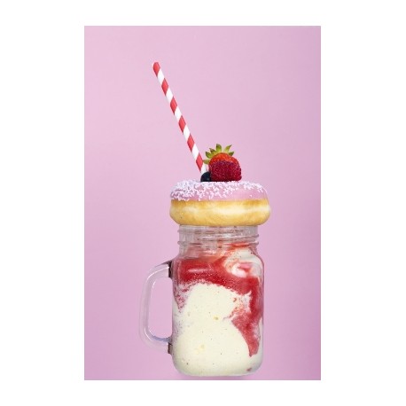  Coupe glacée donut rose et coulis fruits rouges 