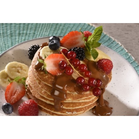  Pancakes fruits rouges dulce de leche 